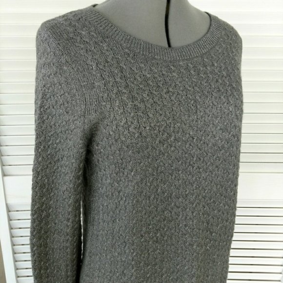 Loft gray knit metallic cross stitch sweater Med - Picture 5 of 9
